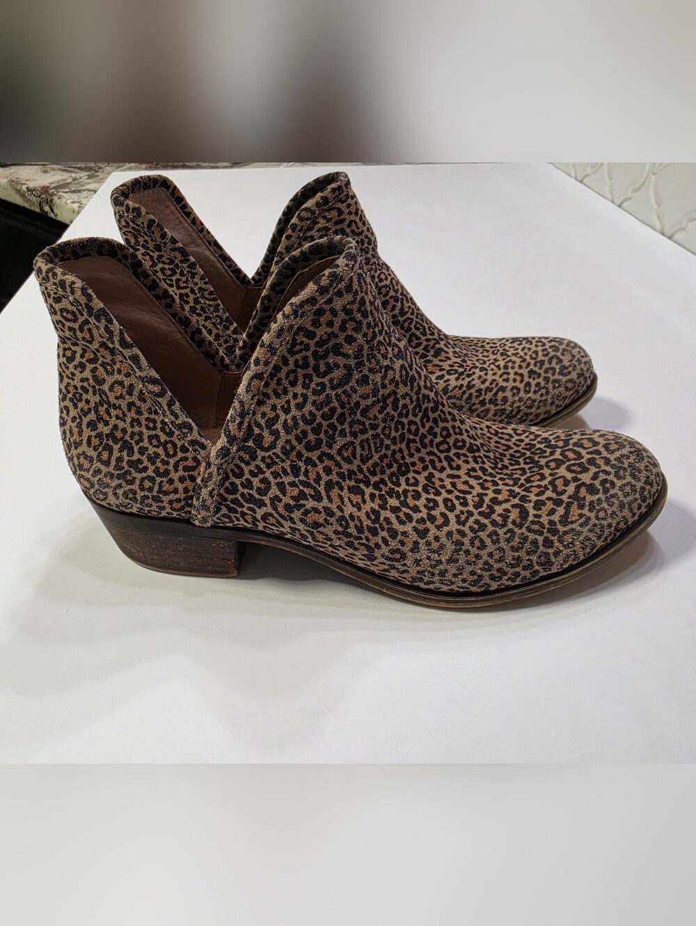 Lucky Brand Baley Leopard Print Suede Ankle Booties 7.5 Fall Western